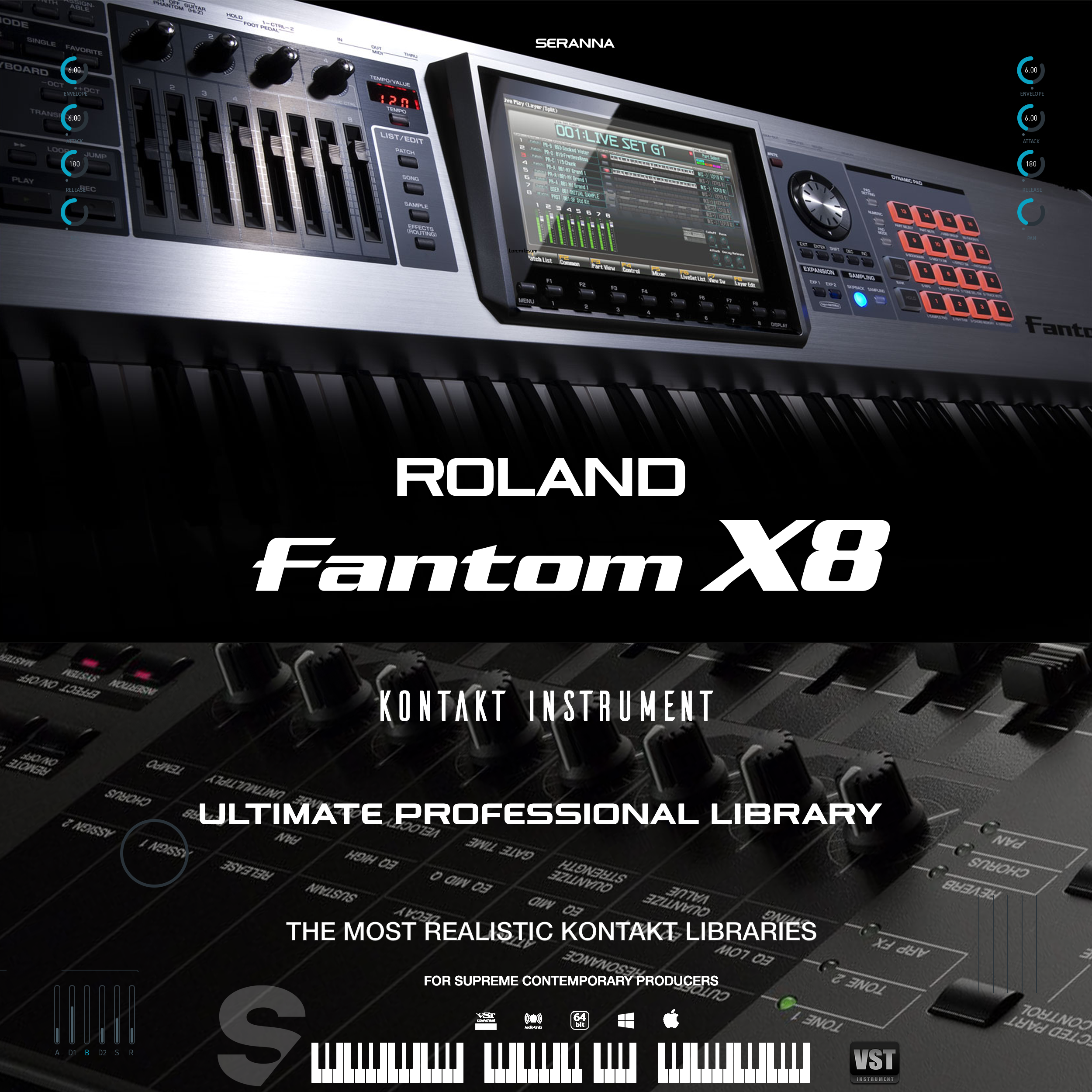 04 Roland fantom X8 シンセサイザー Roland Fantom X8 Kontakt Library Custom - Panndora Audio